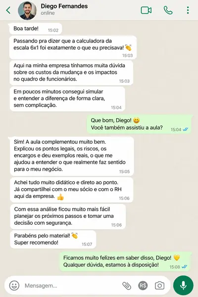Conversa sobre a calculadora e a aula. Trecho em texto disponível abaixo.